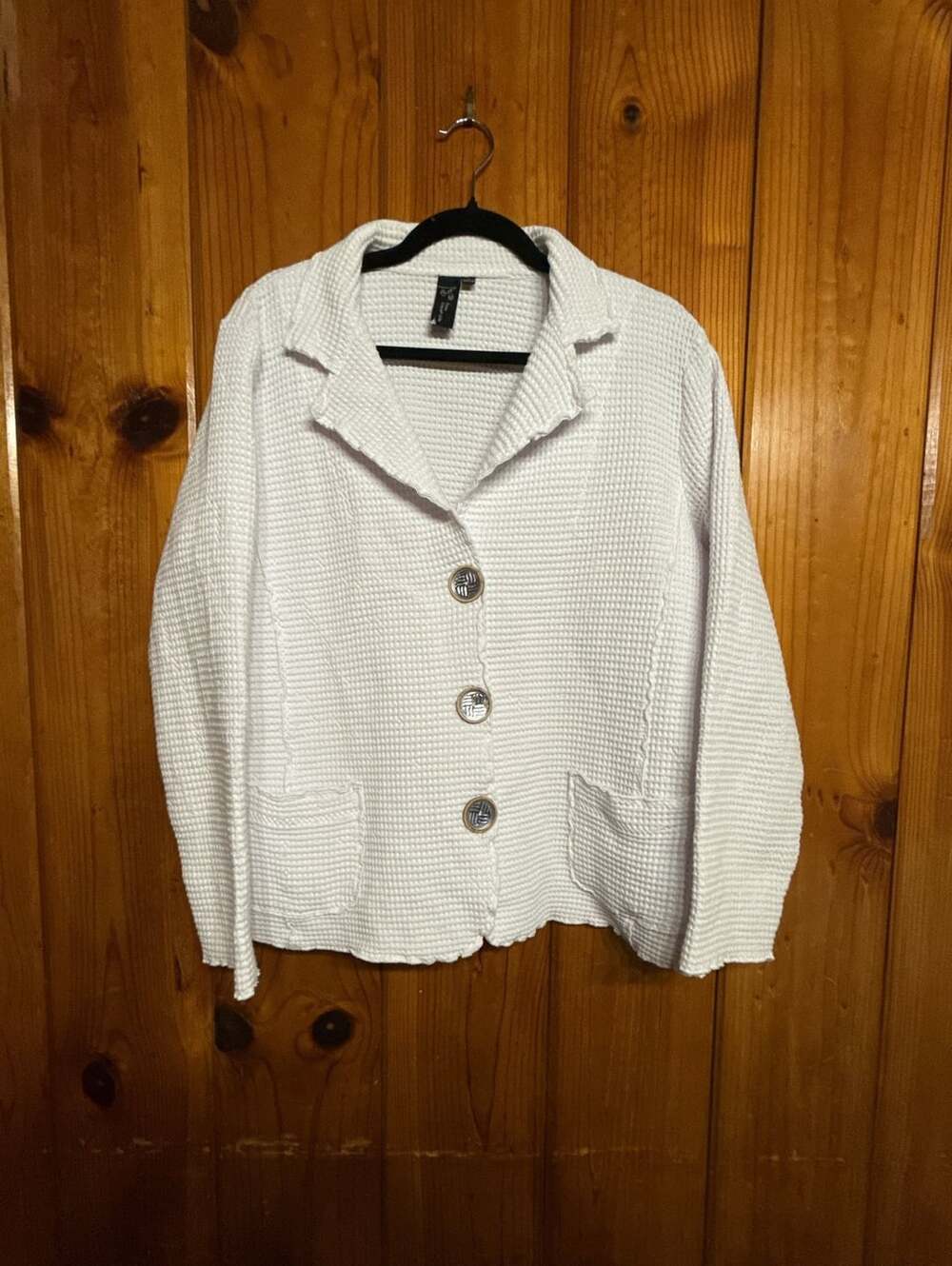 Focus Casual Life Jacket Waffle Knit Cotton with unique buttons  Lagenlook